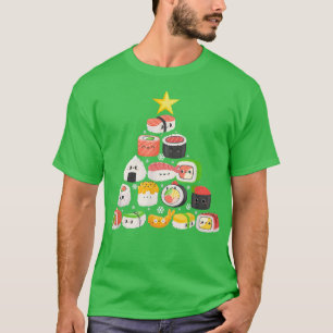 T-shirt Cute Kawaii Sushi Christmas Tree Salmon Maki Japan