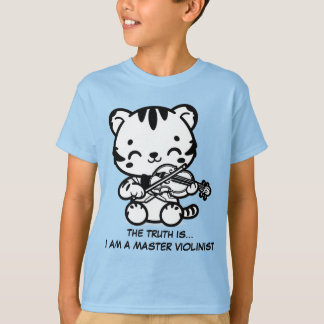 T-shirt Cute Kawaii Tiger Jouer du violon