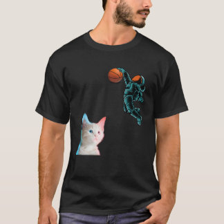 T-shirt Cute Kitten Astronaut Playing Basketball For Cat