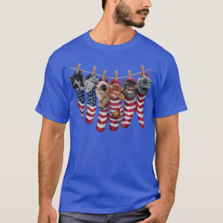 T-shirt Cute Kitten Cat in Flag of USA Themed Socks 