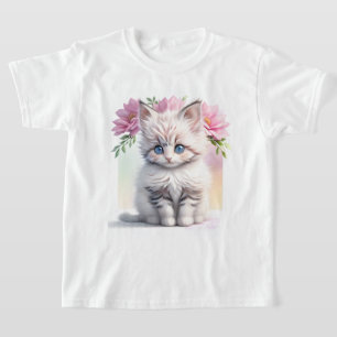 T-shirt Cute Kitten et Fleurs