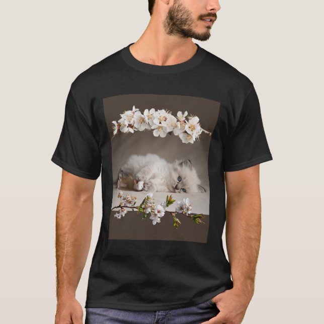 T-shirt Cute Kitten Himalayan Avec Fleurs Race Lover Des (Devant)