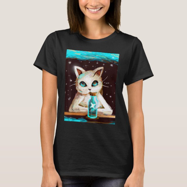 T-shirt Cute kitten in space artwork cat meme (Devant)