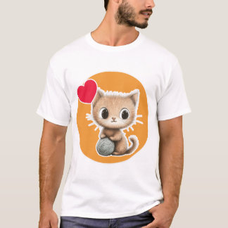 T-shirt Cute Kitten with its Yarn ball