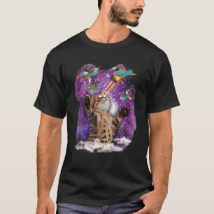T-shirt Cute Kitty Chat Avec Laser Beam Eyes Galaxy Backgr
