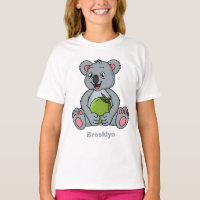 Cute koala and coconut cartoon illustration
