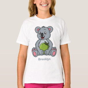T-shirt Cute koala and coconut cartoon illustration