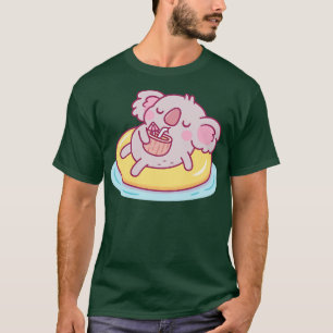 T-shirt Cute Koala g Sur Flotte De La Piscine Et Boire De