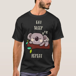 T-shirt Cute Koala Mange Sommeil Répéter Animaux Drôle