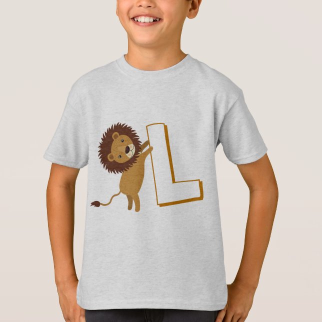 T-shirt Cute L Pour Lion - Enfants Anglais ABCD Alphabet (Devant)