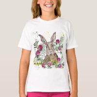Cute lapin en fleurs d'aquarelle