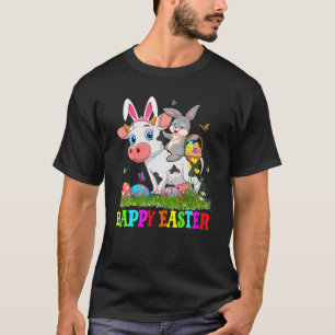 T-shirt Cute Lapin Riding Vache de Pâques Oeuf Mignonne Ra