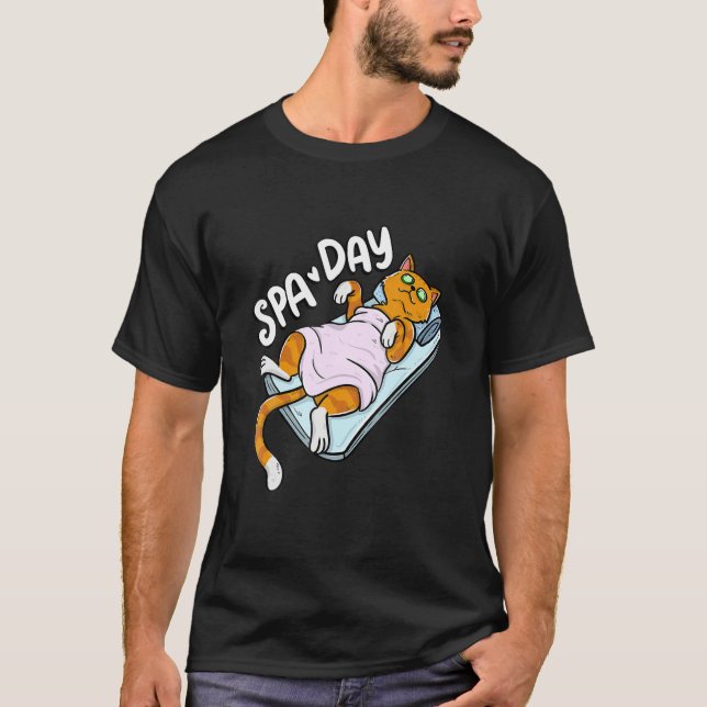 T-shirt Cute Lazy Chat Spa Day mieux-être Détenteur de cha (Devant)