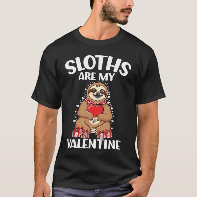 T-shirt Cute lazy sloth holding heart love sloth valentine (Devant)