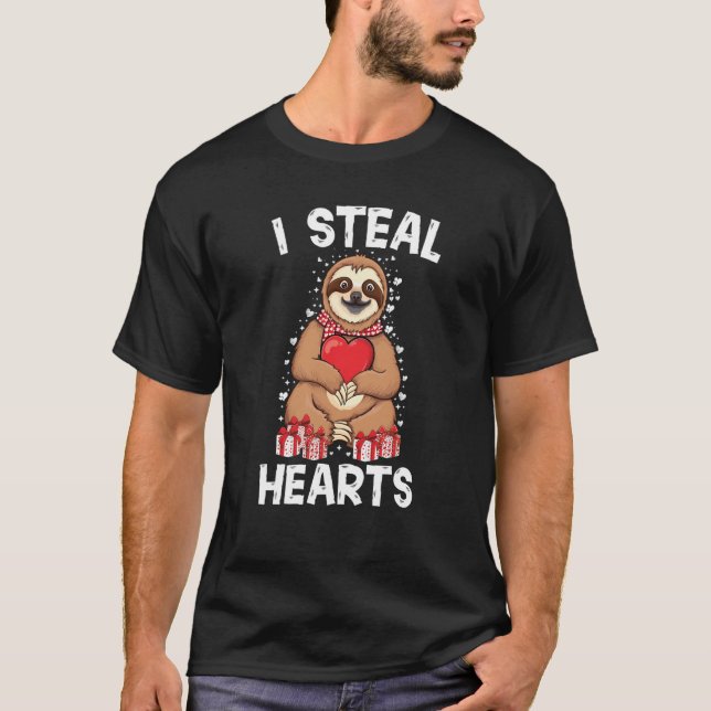 T-shirt Cute lazy sloth holding heart love sloth valentine (Devant)