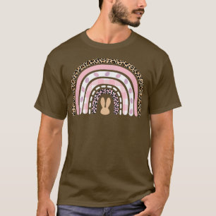 T-shirt Cute Leopard Rainbow Easter Bunny Easter Eggs Happ