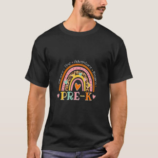 T-shirt Cute Leopard Rainbow Pre K Where The Adventure Beg