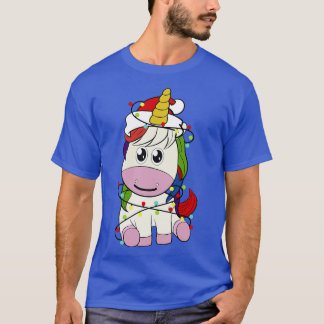 T-shirt Cute licorn Santa chapeau sapin de Noël licorne am