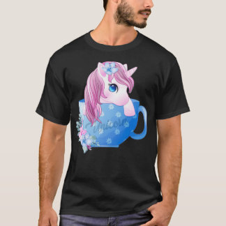 T-shirt Cute licorne à l'intérieur de la tasse de café