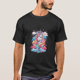 T-shirt Cute licorne Vintage dans un Clo de bonbon en coto