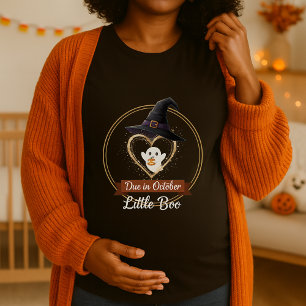 T-shirt Cute Little Boo due en octobre Halloween Pregnant