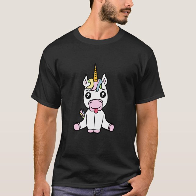 T-shirt Cute Little Cheeky Sitting Tongue Sticking Out Uni (Devant)