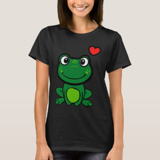 T-shirt Cute little green frog with hearts