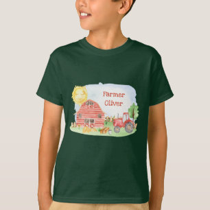 T-shirt Cute Little Kids Farmer avec le prénom Garçon