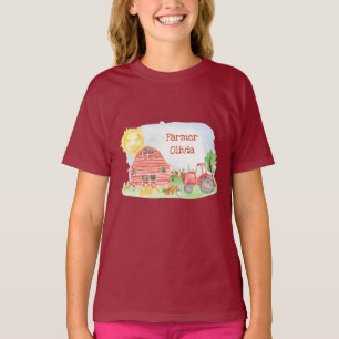 T-shirt Cute Little Kids Farmer avec prénom fille
