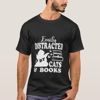 T-shirt Cute livre de chat Lover facilement distrait par l