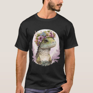 T-shirt Cute Lizard Fleur Couronne Lizard