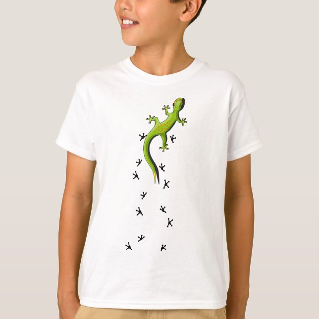 T-shirt Cute Lizard Reptile Avec Tracks Escalade Gecko (Devant)