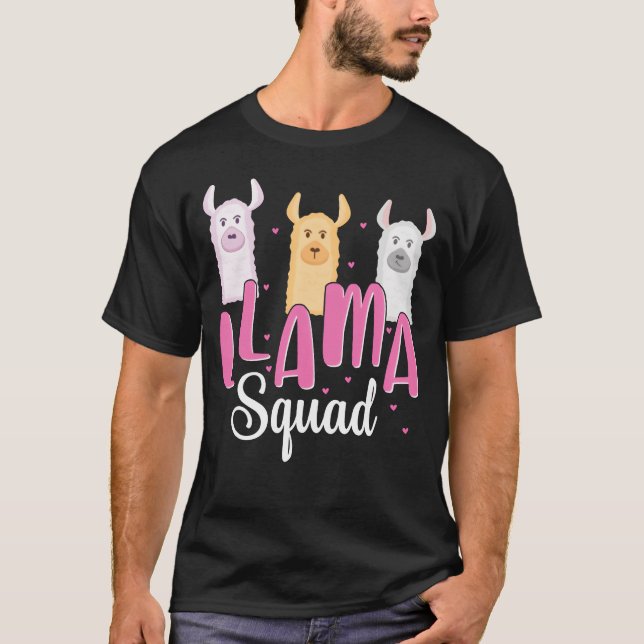 T-shirt Cute Llama Squad Retro 80s Style friends (Devant)