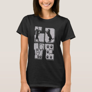 T-shirt Cute LOVE Chat Chien Empreinte de patte Chien Chat