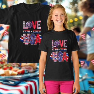 T-shirt Cute Love USA 1776 à 2026 America 250