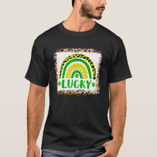 T-shirt Cute Lucky Leopard Shamrock Leaf Rainbow Saint Pat