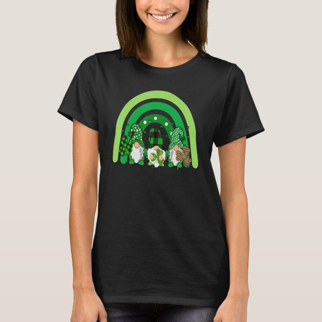 T-shirt Cute Lucky Rainbow Gnome Happy St Patricks Day Fam (Devant)