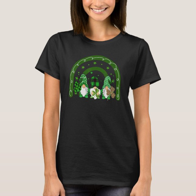 T-shirt Cute Lucky Rainbow Gnome Happy St Patricks Day Fam (Devant)