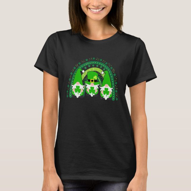 T-shirt Cute Lucky Rainbow Gnome Happy St Patricks Day Fam (Devant)