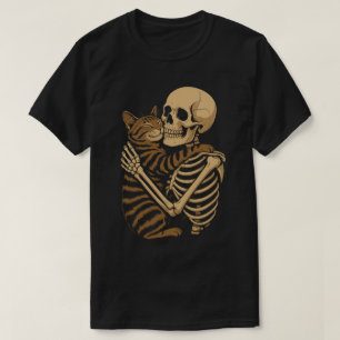 T-shirt Cute Macabre Cat Hug - Squelette et Kitty