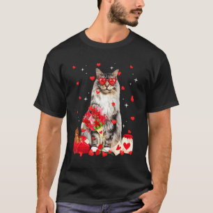 T-shirt Cute Maine Coon Chat Valentine Fun Chat Papa Chat 