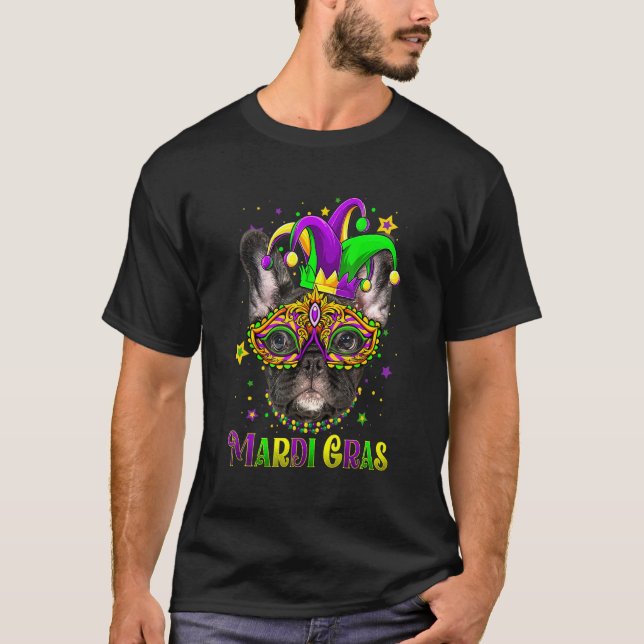 T-shirt Cute Mardi Gras Carnival French Bulldog Dog Mardi  (Devant)