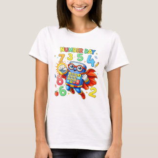 T-shirt Cute Maths Numbers Superhero Robot T Shirt KidsUK