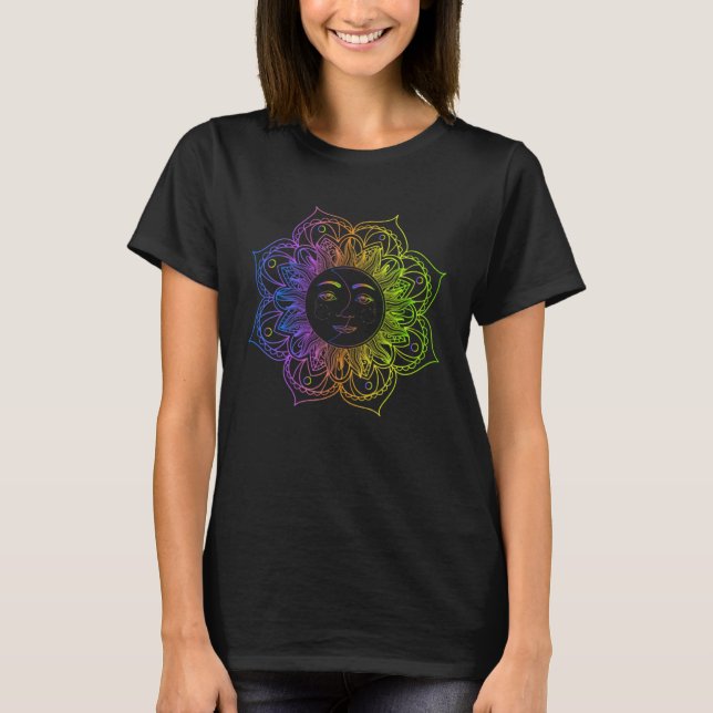 T-shirt Cute Meditation Tees  Namaste Sun and Moon Yoga (Devant)
