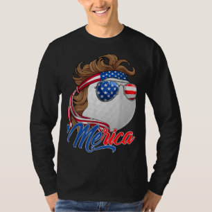 T-shirt Cute Merica Golf Ball USA Drapeau Lunettes de sole