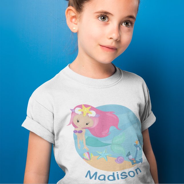 T-shirt Cute Mermaid Girl Beach Anniversaire Fête Personna (Créateur téléchargé)