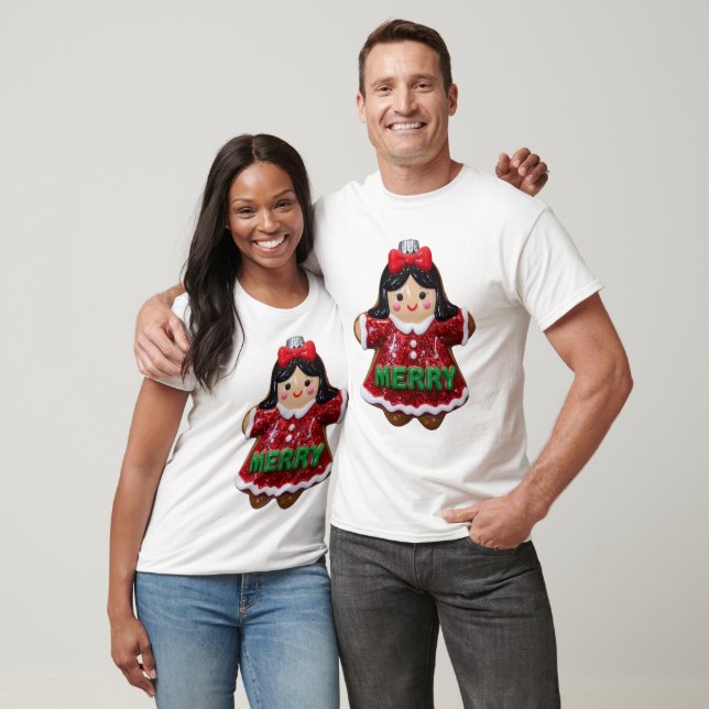 T-shirt Cute Merry Gingerbread Girl Christmas Cookie Holid (Unisexe)