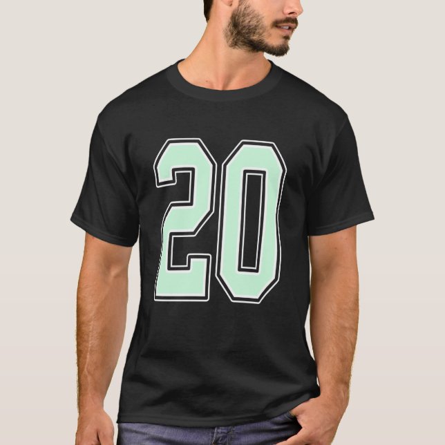 T-shirt Cute Mint Green Number 20 Jersey Player Uniform #2 (Devant)