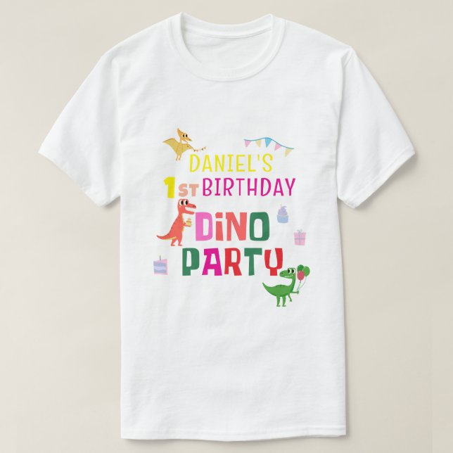 T-shirt Cute Modern Dino Dinosaur fête d'anniversaire pour (Design devant)