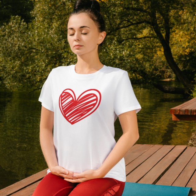 T-shirt Cute Moderne Blanc Rouge Coeurs d'Amour Élégantes  (Créateur téléchargé)